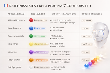 Masque LED 7 Couleurs pour Soin du Visage